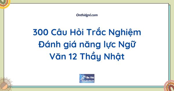 300 Câu Hỏi Trắc Nghiệm Đánh giá năng lực Ngữ Văn 12 Thầy Nhật