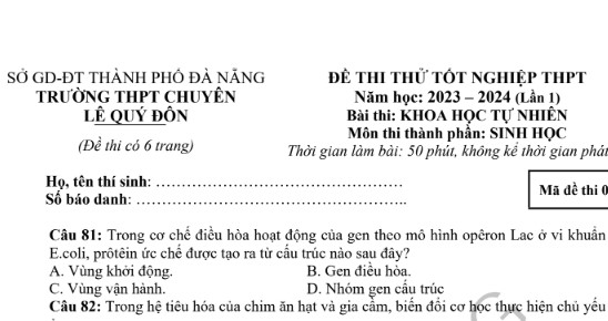 Bộ đề thi thử TN THPT Sinh học 2024 các trường, sở toàn quốc (giải chi tiết)